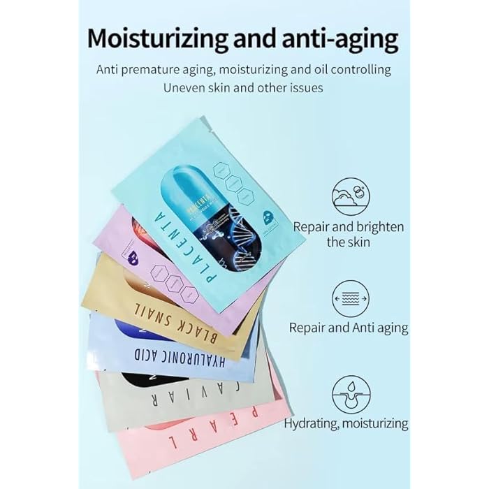 MASK Skin Collection Facial Sheet Masks - Unscented Caviar Essence Spa Masks Packed w/Omega-3s - Nourish, Revitalize & Hydrate Your - Suitable for All Type-black snail - Image 3